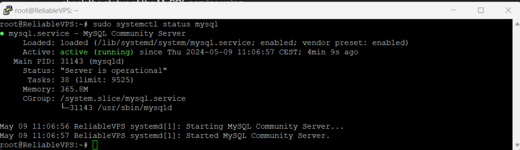 Check MySQL Service Status 
